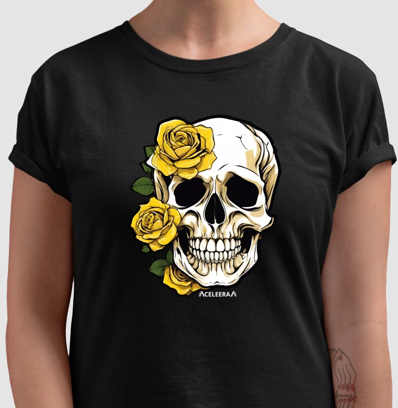 CAVEIRA DOURADA FOSCA COM FLORES AMARELAS -- MASC