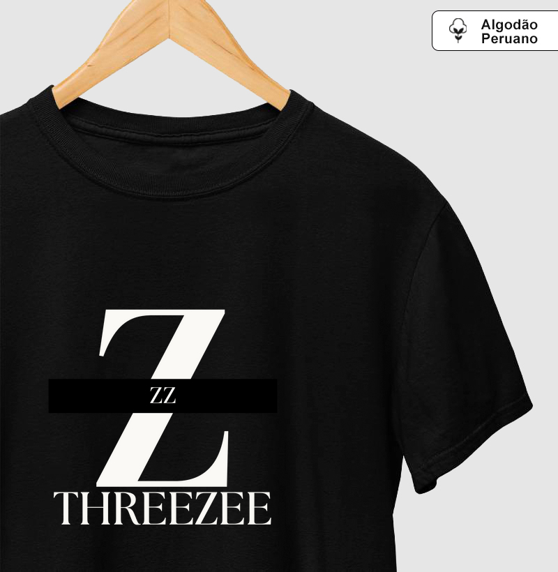 Camiseta Premium ThreeZee / Preta 100% Algodão Peruano