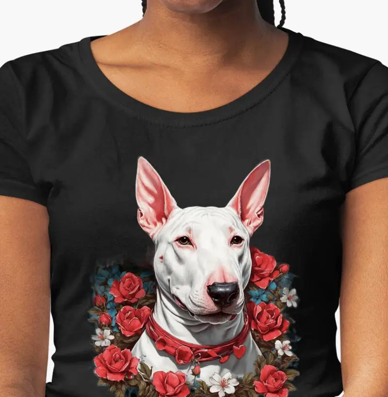 Camiseta BullTerrier estampa rosas