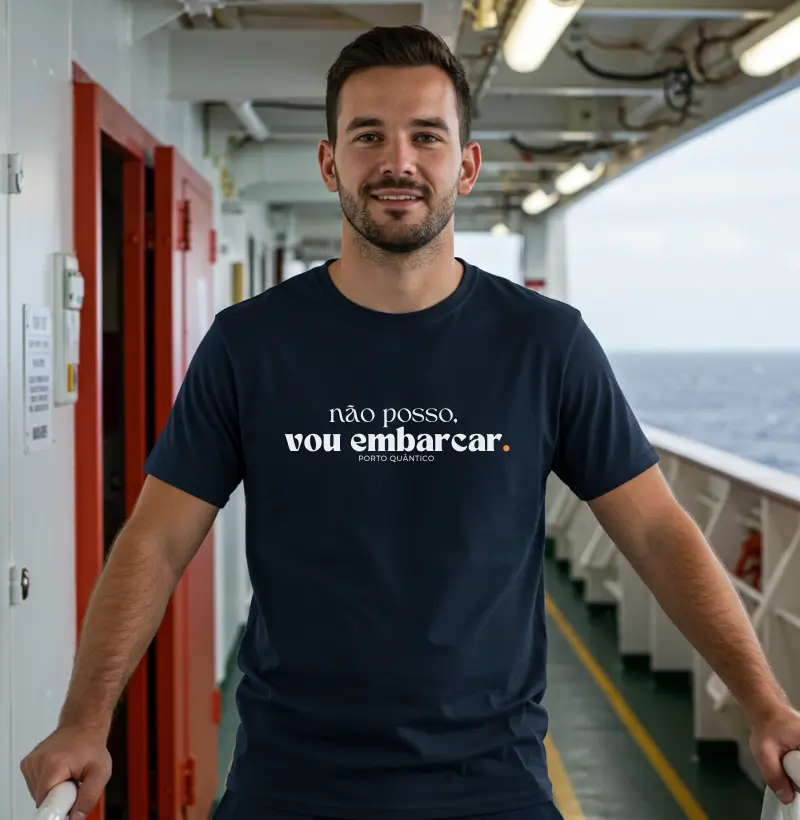 Camiseta Unissex 100% Algodão - Não Posso, Vou Embarcar 