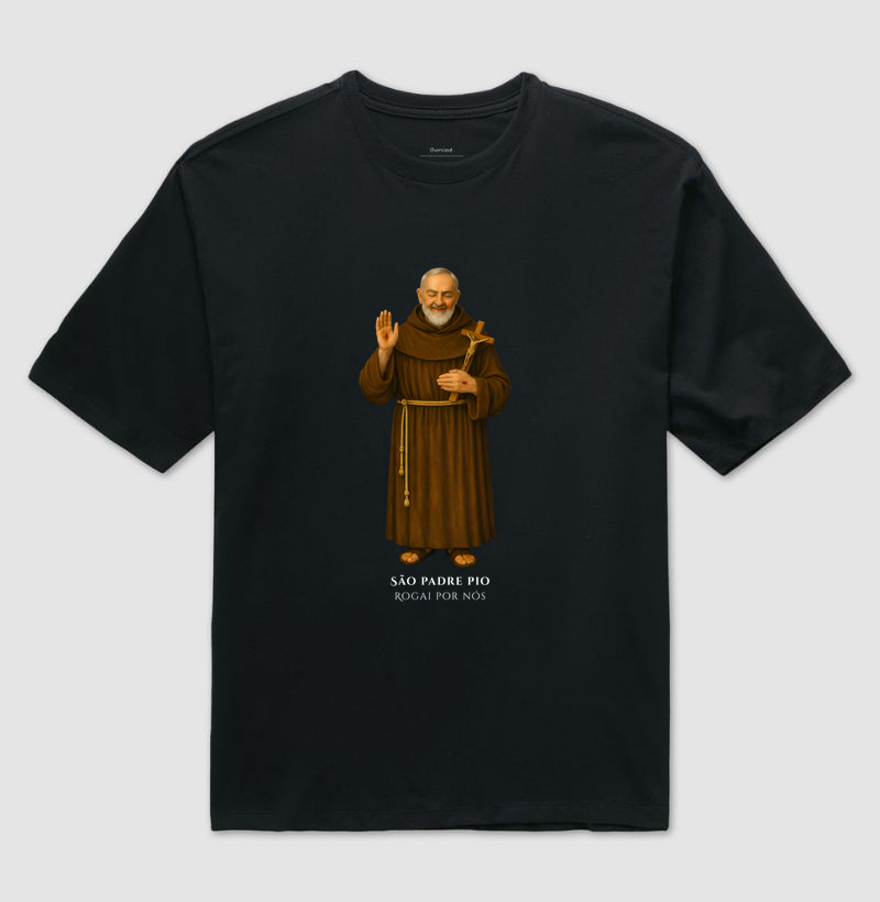 Camiseta Católica - São Padre Pio - Rogai por nós