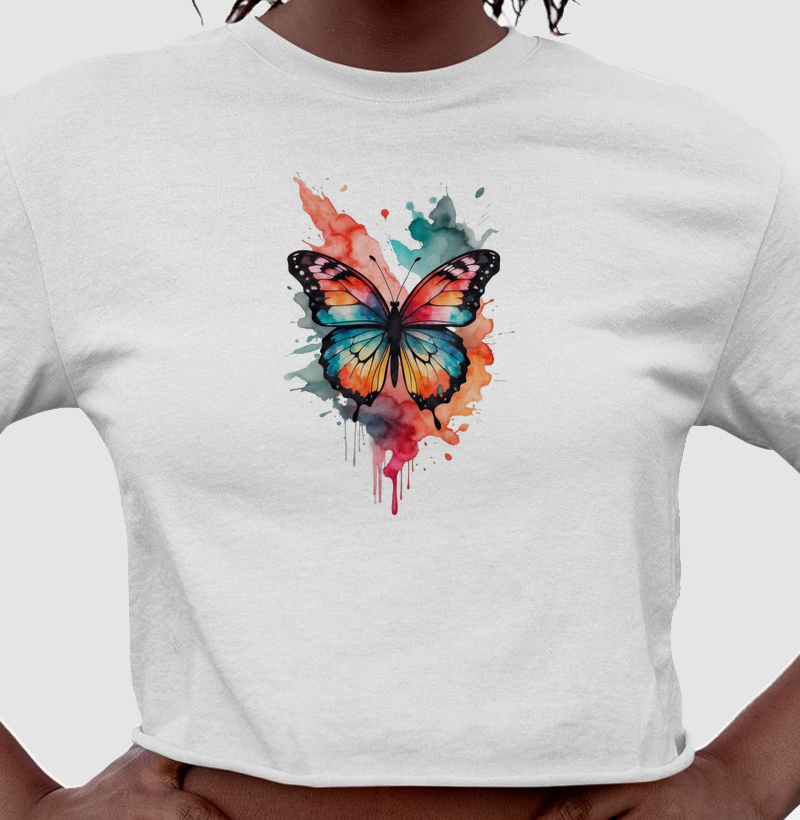 Cropped Aquarela – Borboleta Vibrante
