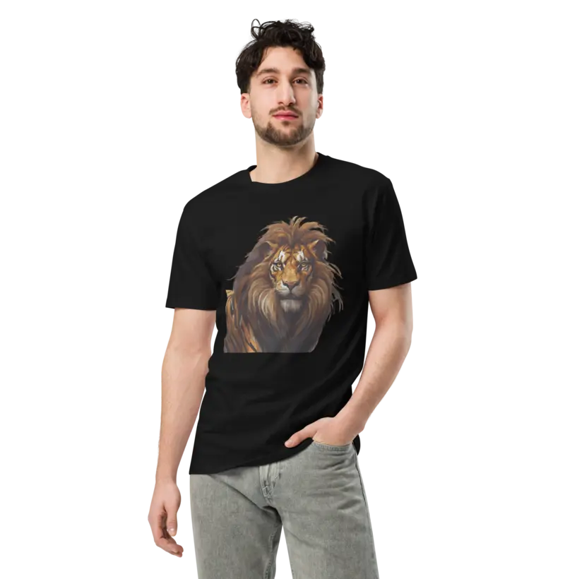 Desperte o Predador Interior: Camiseta com Arquétipo Híbrido Leão-Tigre