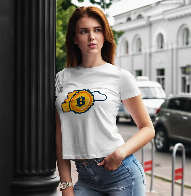 Baby Look e T Shirt Bitcoin Pixel