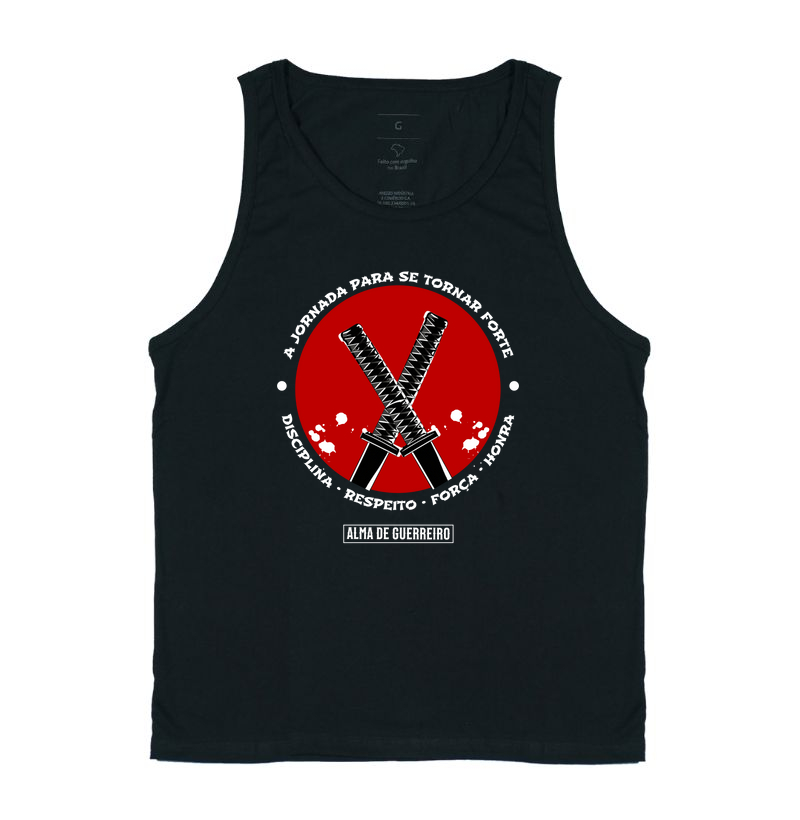 Camiseta Regata Alma de Guerreiro Samurai 2 Katanas