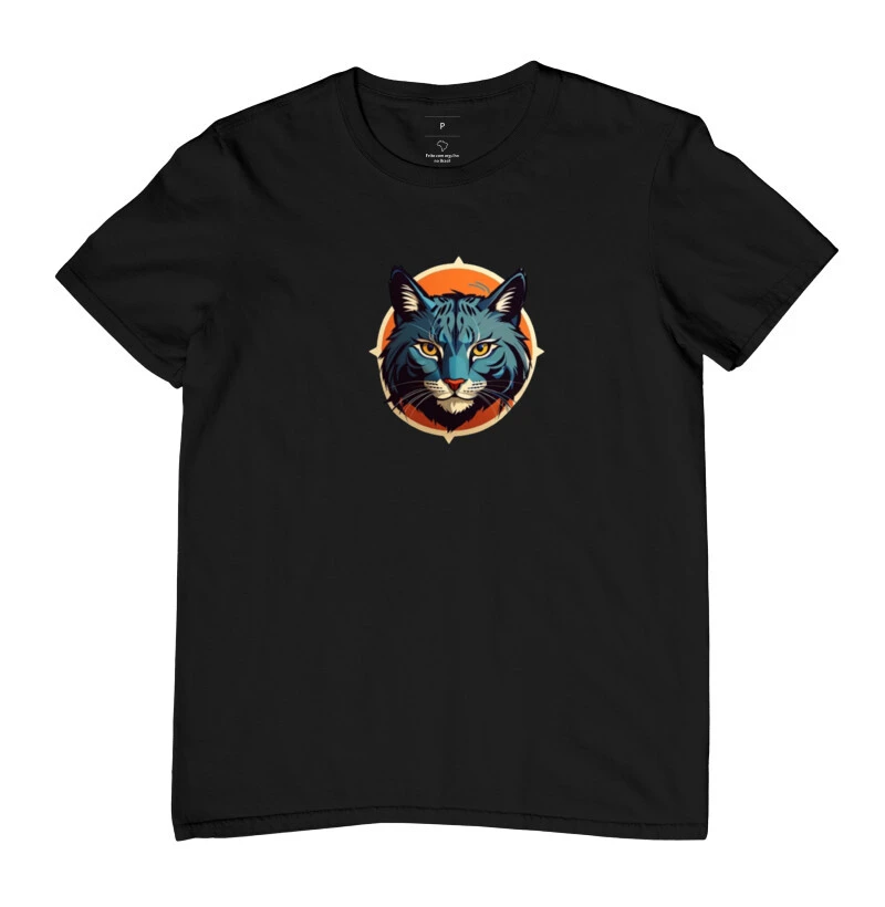 Camiseta gato do mato detalhe laranja 