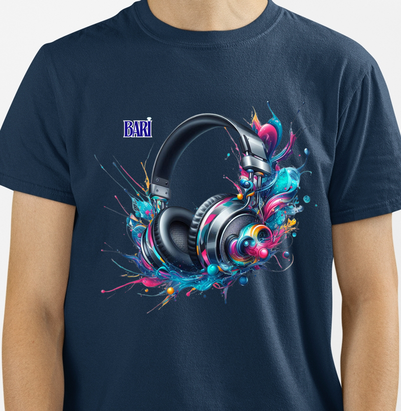 Camiseta com Estampa de Fone de Ouvido - Estilo Urbano e Moderno
