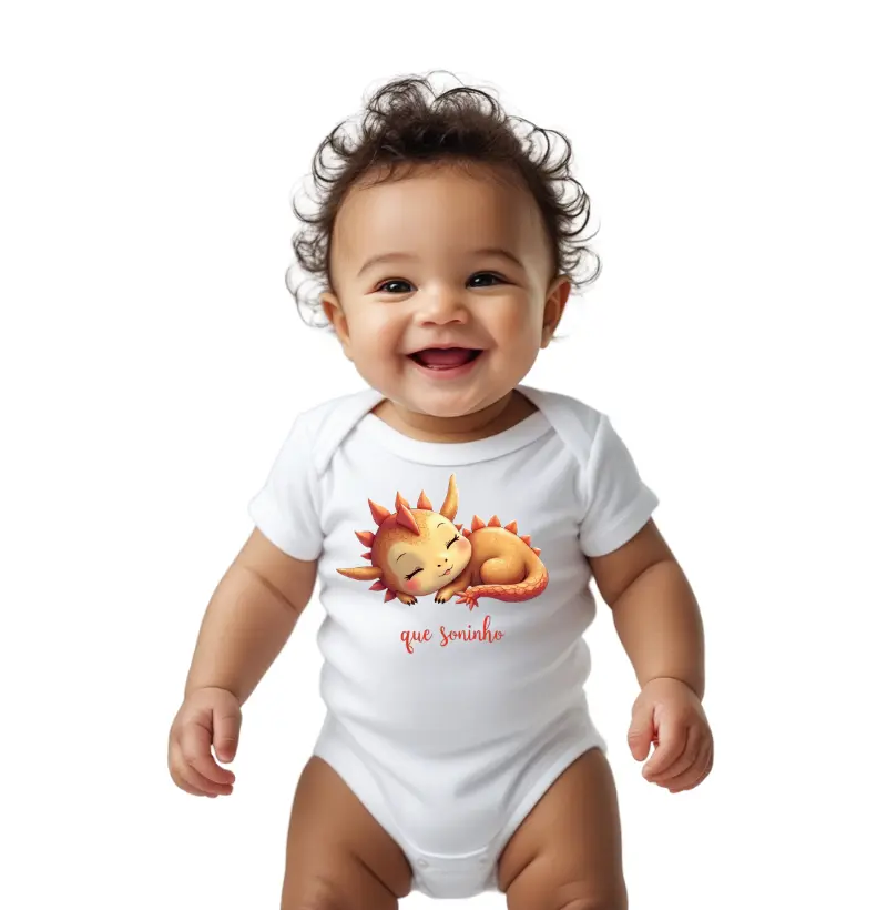 Body Baby Dragon Dourado Dormindo 