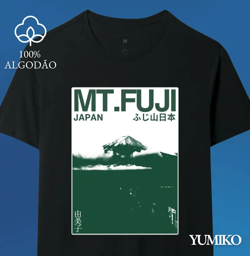 Tshirt em Algodão com Estampa Fuji San