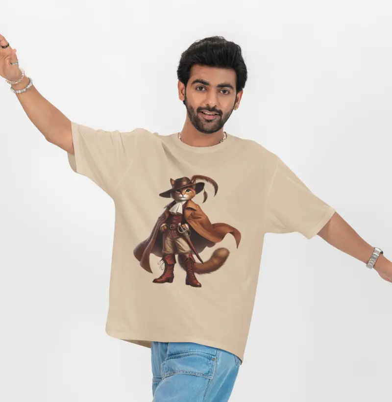 Gato de Botas - Camiseta Oversized