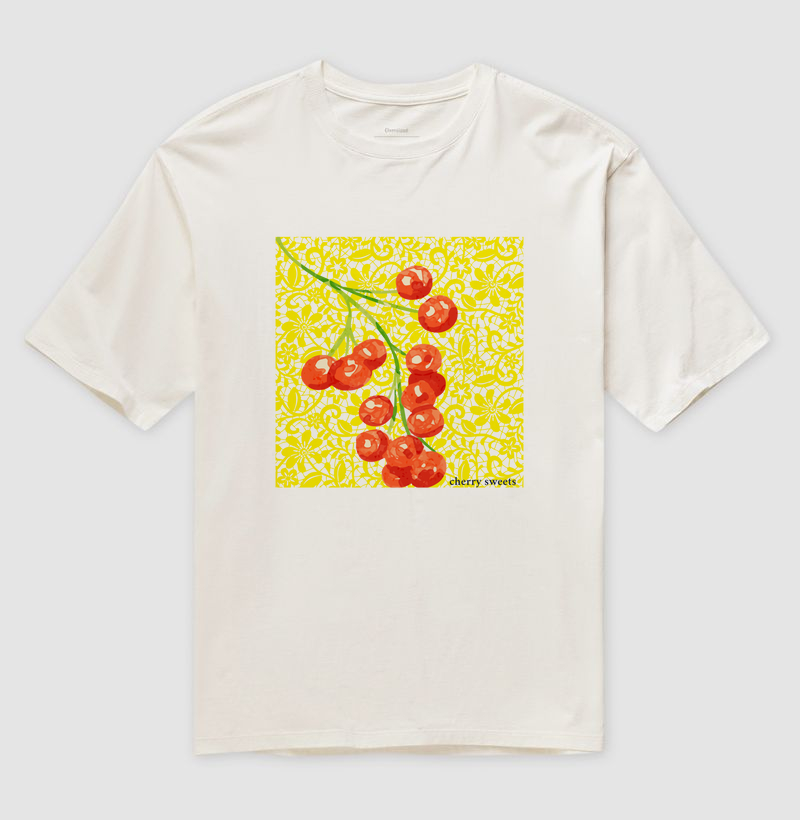 T-shirt cereja rendada
