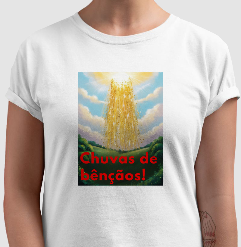 Camisetas Masculinas e Femininas Personalizadas Chuvas de Bênçãos
