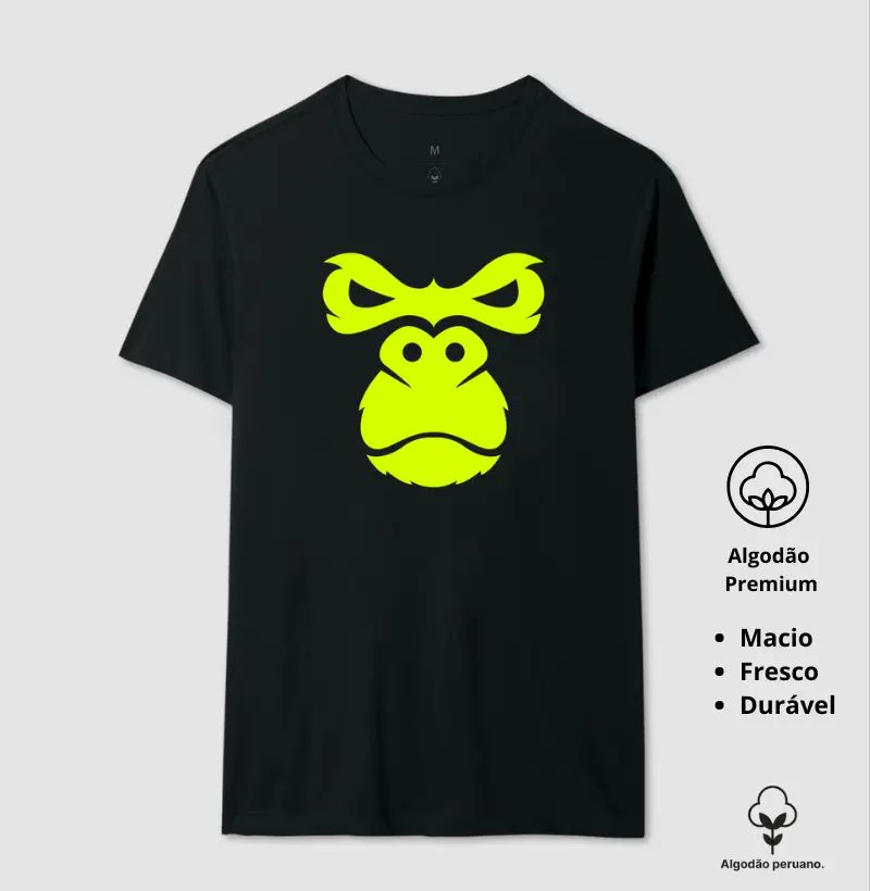 Camiseta Animalis Gorila Frontal 100% Algodão Peruano 