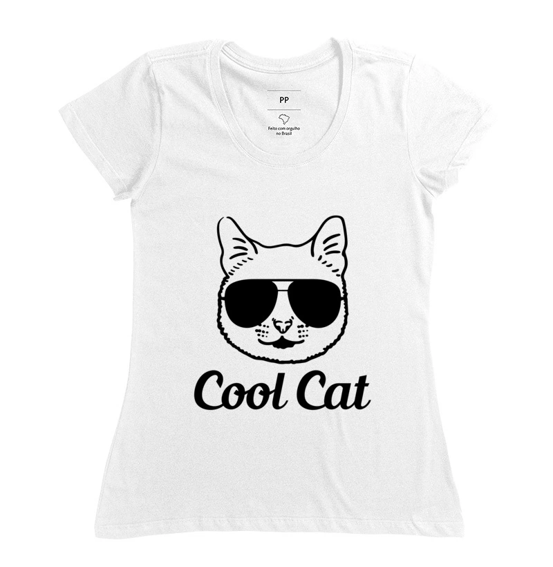 Camiseta Gato Cool Cat Feminina