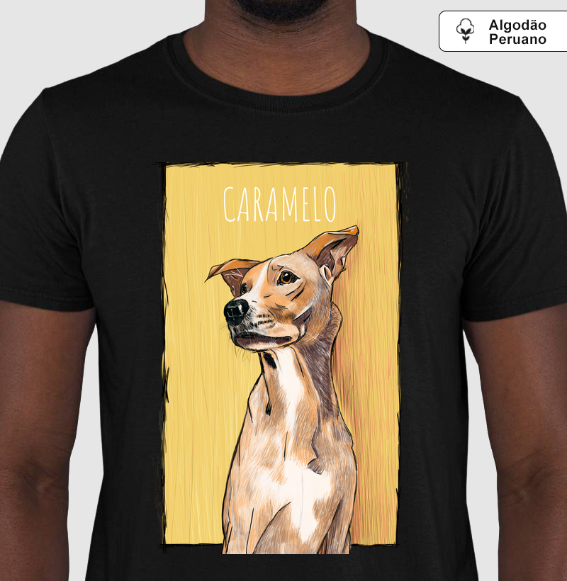 Camiseta Algodão Peruano O cachorro Caramelo