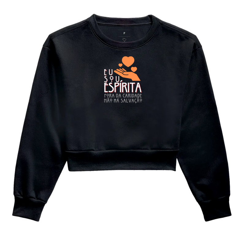 Estampa Sou Espírita Corações Preto Fem.