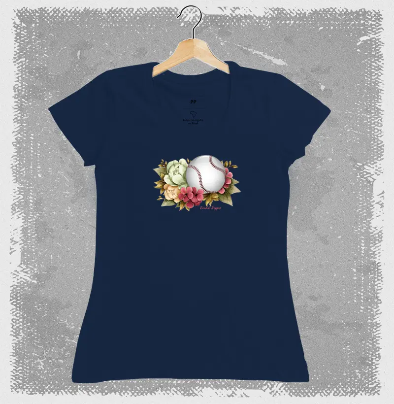 Camiseta Floral beisebol aquarela
