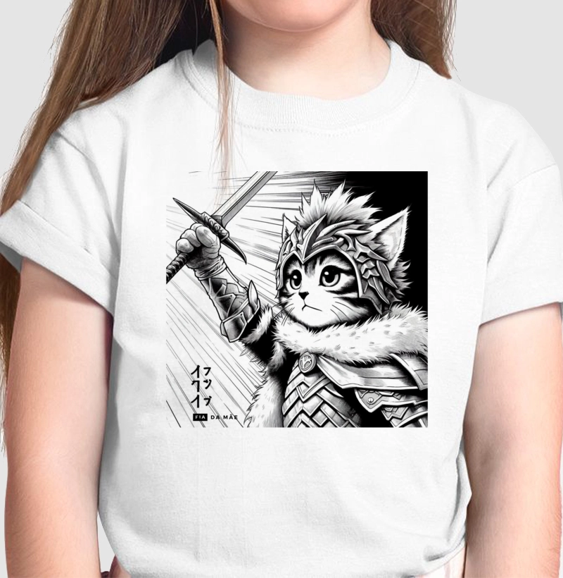 073 - Camiseta Infantil - GuerreiroCat