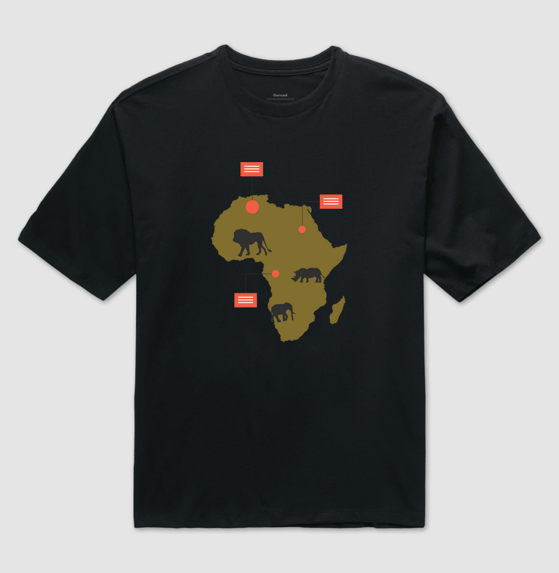 Camiseta Oversized Animalis Regiões 100% Algodão