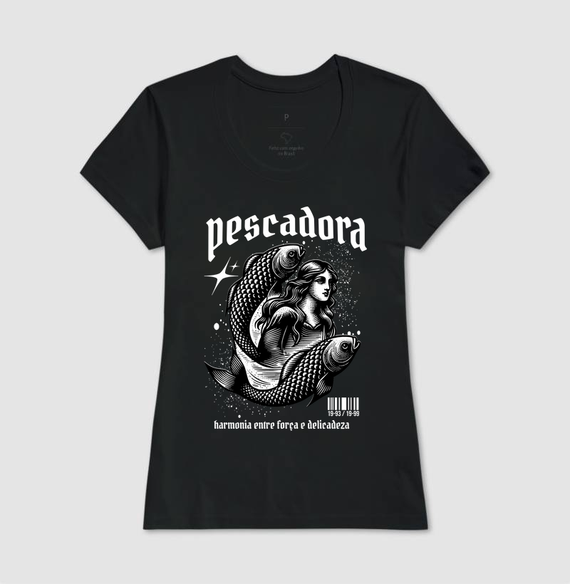 CAMISETA FEMININA - PESCADORA E EQUILÍBRIO