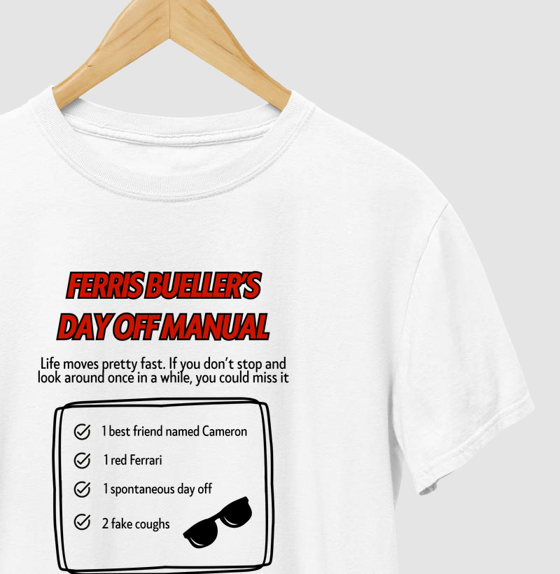 Camiseta Ferris Bueller’s Day Off Manual – Curtindo a Vida Adoidado