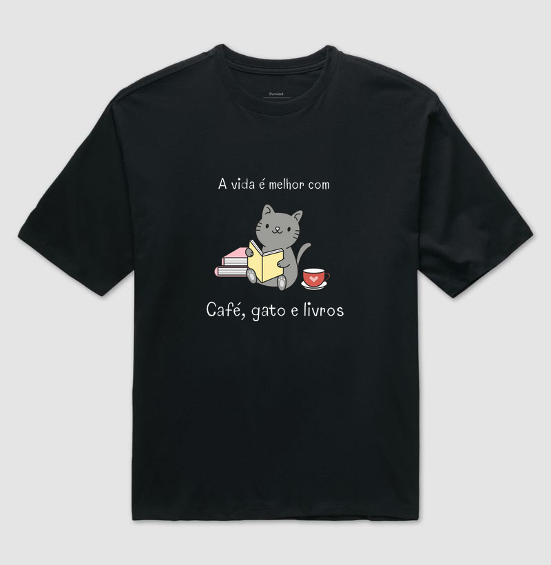 A vida é melhor com café, gato e livros