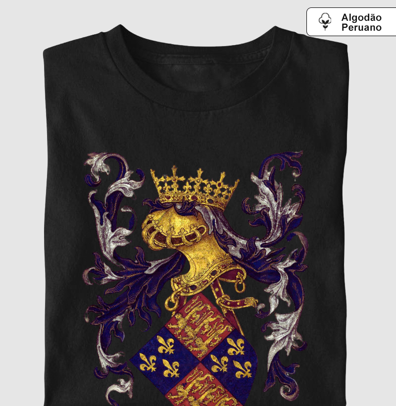 Camiseta Algodão Peruano Brasão de Armas da Inglaterra (séculos XV e XVI)