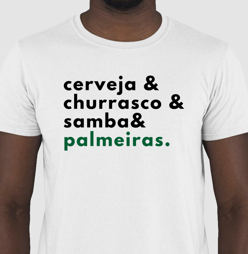 Camiseta cerveja churrasco samba palmeiras