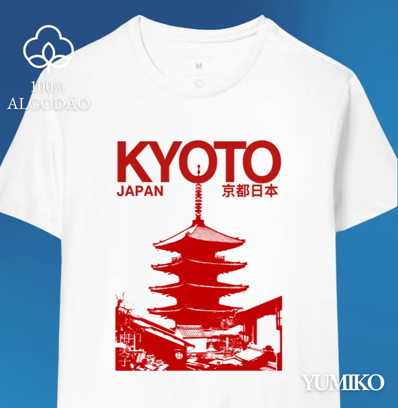Tshirt em Algodão com Estampa Kyoto Japan