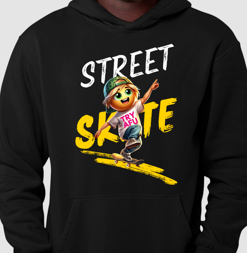 🔥 Moletom "Canguru" Hoodie Slim Estampa Exclusiva "Try Afú Street Skate" – Conforto, Estilo e Atitude no Frio! 🔥