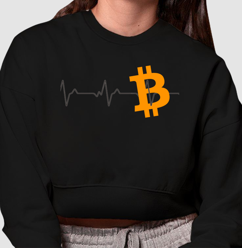 Bitcoin ECG - Cropped Moletom 