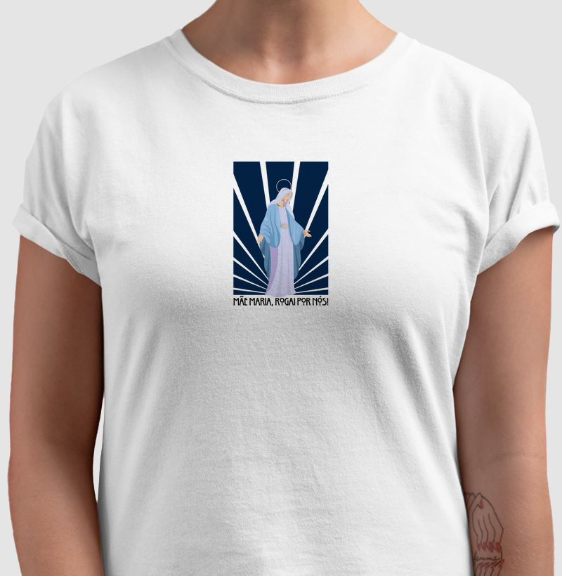 Camiseta Rogai por Nós Branca Feminina