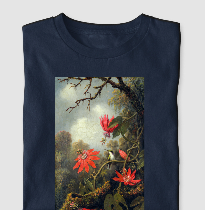 Hummingbird and Passionflowers