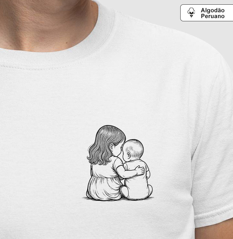 Abraço - criança menina 2 anos e bebê 6 meses (algodão peruano)