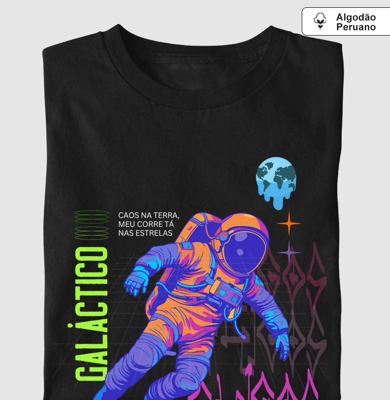Camiseta "Corre Galáctico" - Meu Corre Tá Nas Estrelas