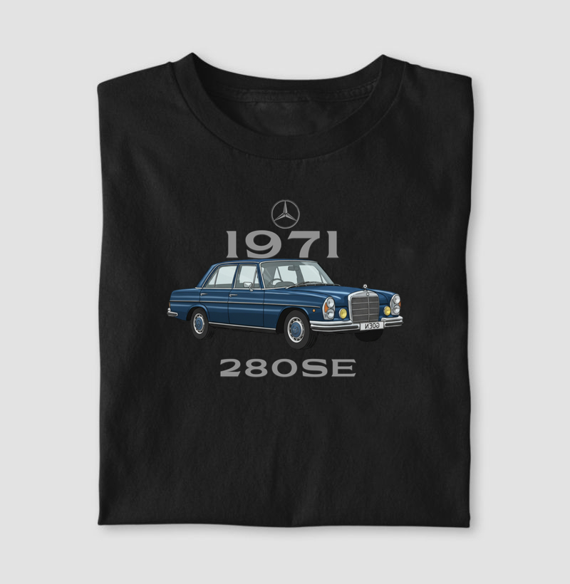 Camiseta Vintage Mercedes-Benz 280SE (1971) – Estilo Retrô Automotivo