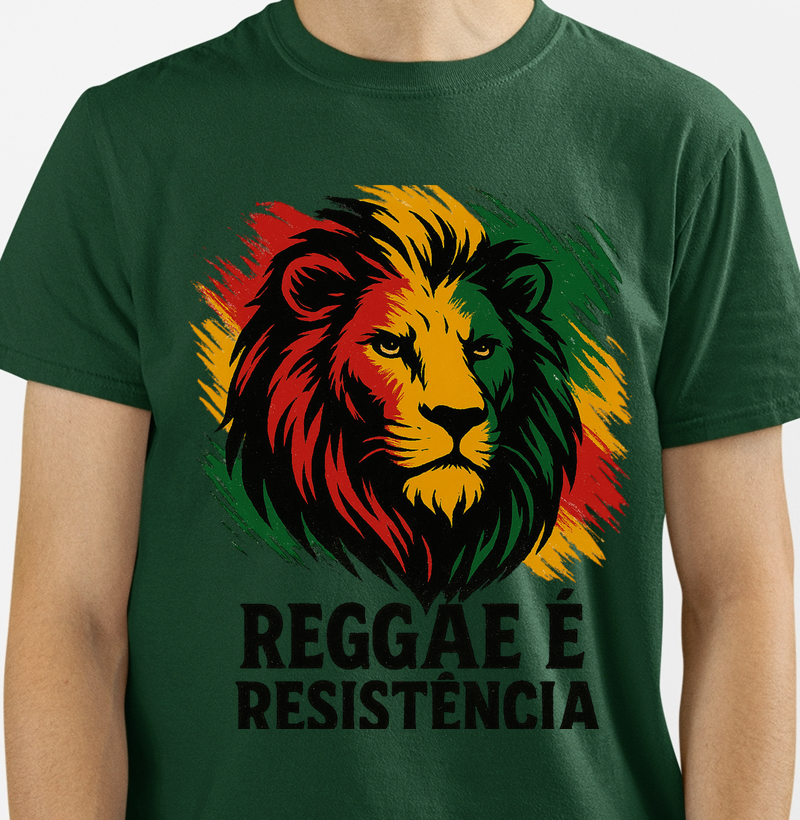 camiseta algodão estampa Reggae leão