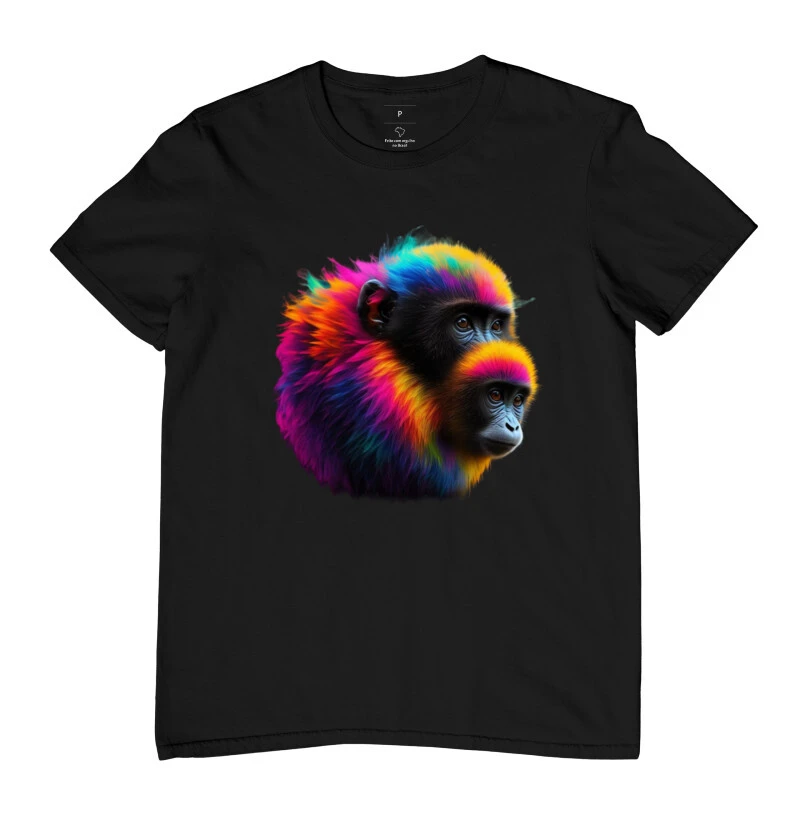  Camiseta mico e filhote neon color's 