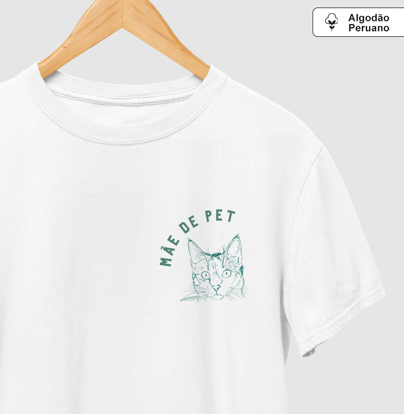 Camiseta Mãe de Pet Cat Peito Pima