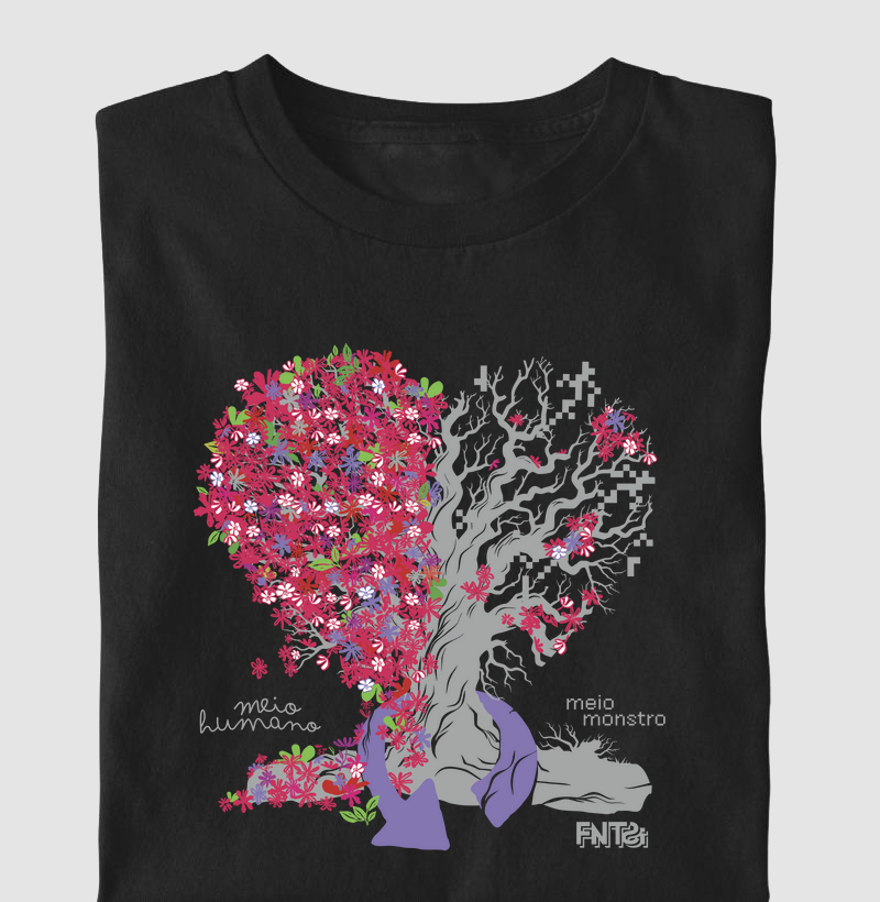 T-SHIRT "HUMANOS E MONSTROS" / ÁRVORE-CORAÇÃO GRANDE