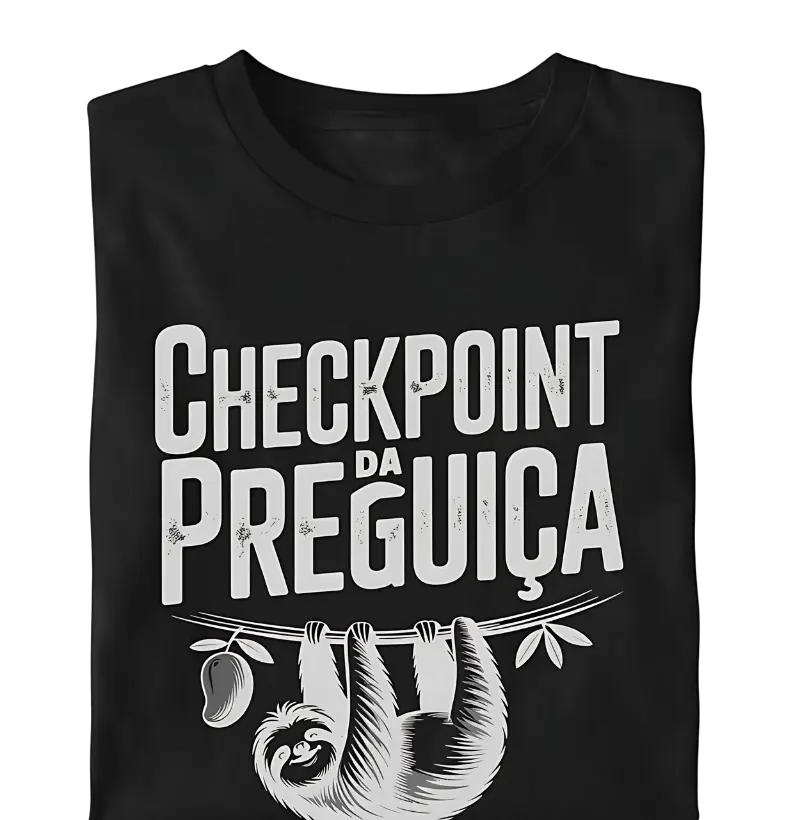 "Checkpoint da Preguiça" com uma preguiça pendurada no galho em clima total de pausa