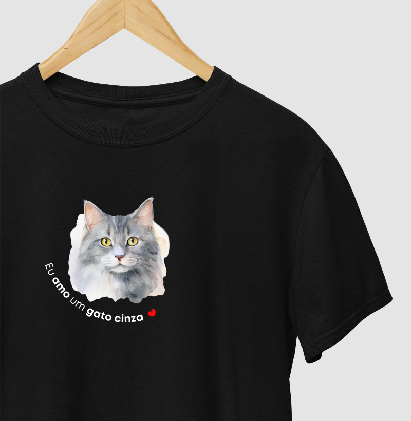Eu amo um gato cinza
