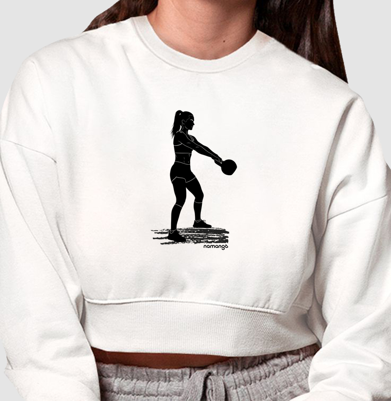 Cropped Moletom CrossFit Kettlebell Swing Feminina – Na Manga