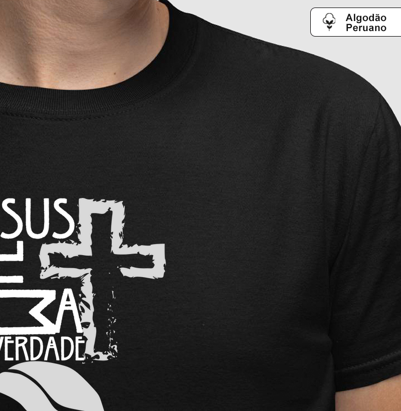 Estampa Jesus Te Ama De Verdade Preta Masc.