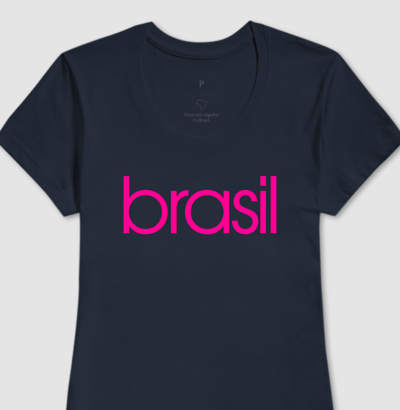 Camiseta Feminina Brasil Estampa Rosa