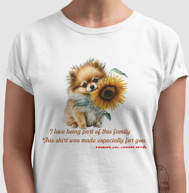 CAMISETA RESERVA.INK MASCULINA E FEMININA TRIBOS.etc PET DOG Sunflower Pomeranian