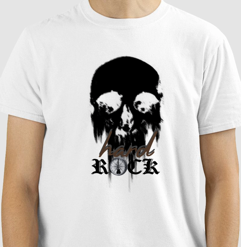 camiseta norteados pelo rock caveira