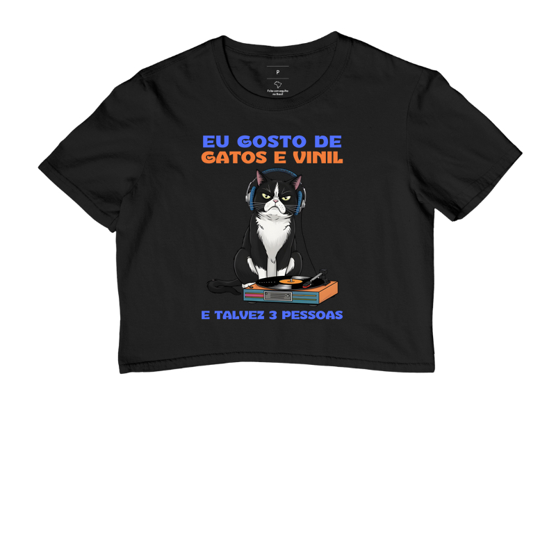 EU GOSTO DE GATOS E VINIL - GATO EMBURRADO