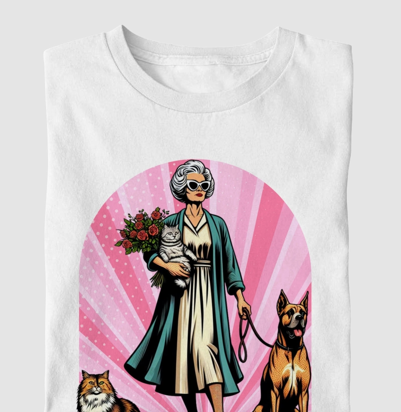 Vovó das flores, do gato e do cachorro