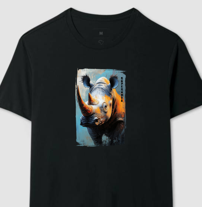 Rinoceronte, o Guardião da Savana. Camiseta Supernova Estampada 